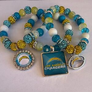 NFL Chargers Sparkle Charm Bracelet Stack - Blue Yellow White